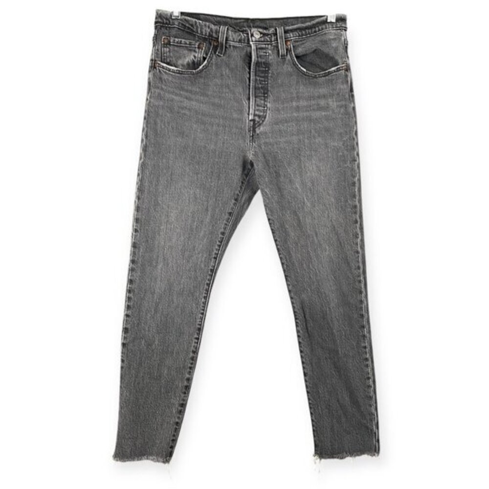 Levi’s 501 Women’s Jeans 31x28 Black Gray Straight Leg Raw Hem Vintage Wash